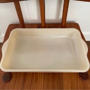 Vintage Fire King Ivory Cream Oven Glass Bakeware Baking Dish